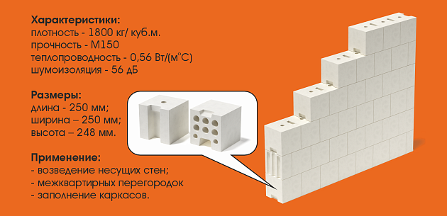 Силикатный пустотелый блок СБПу (кубик) Чита